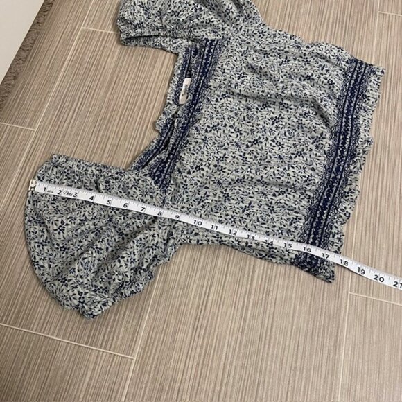 Madewell Blue Jeanette Crop Peasant Top Florentine Floral Size Small - Picture 16 of 16